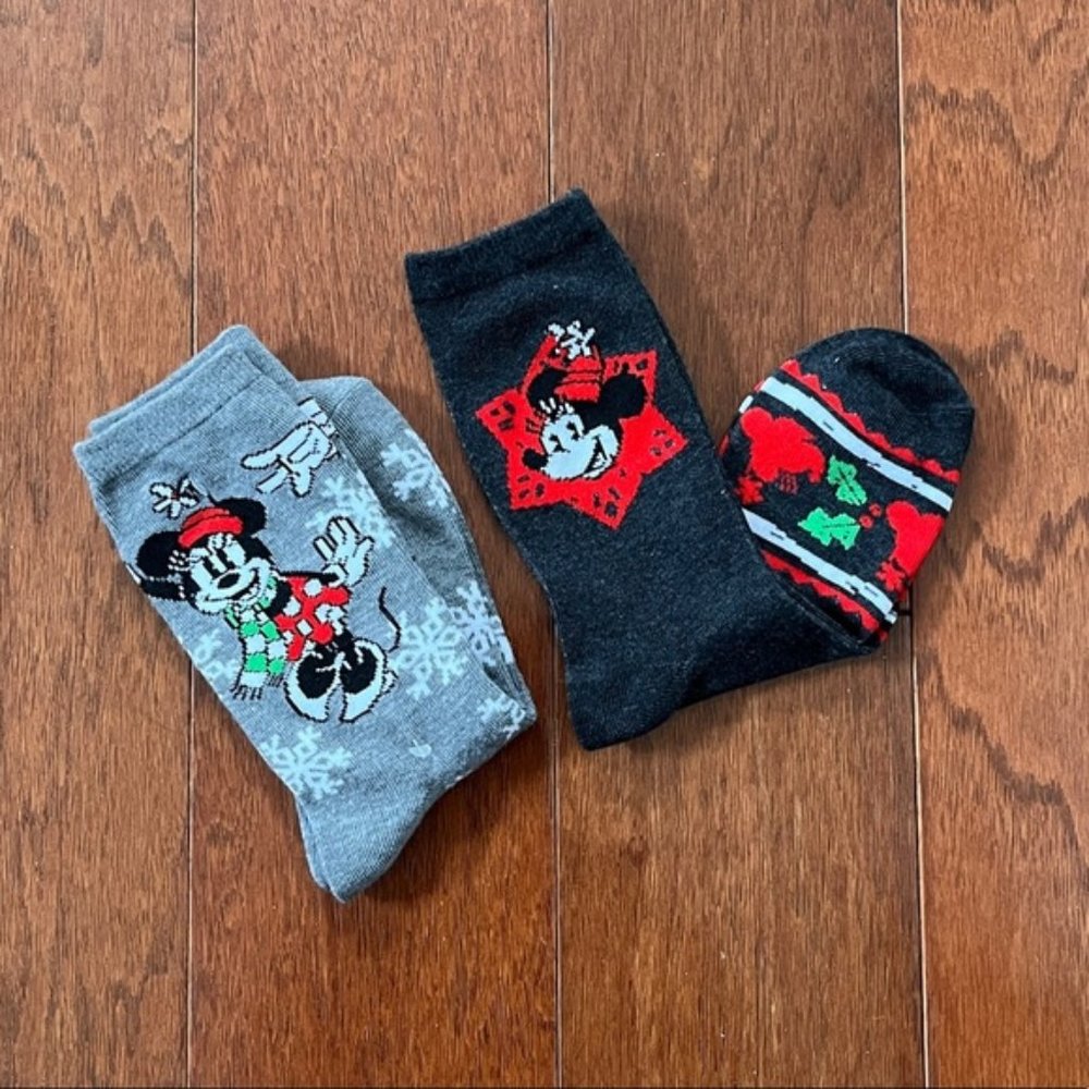 Minnie Mouse Disney Holiday Christmas Snowflakes Socks